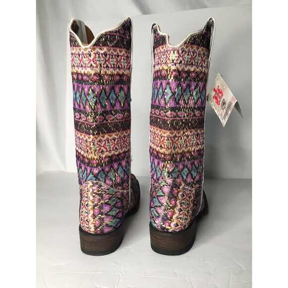 NEW Tanner Mark Cowboy Western Boot TML37001 Purple Serape Aztec Glitter Sz 7.5 - Picture 3 of 16